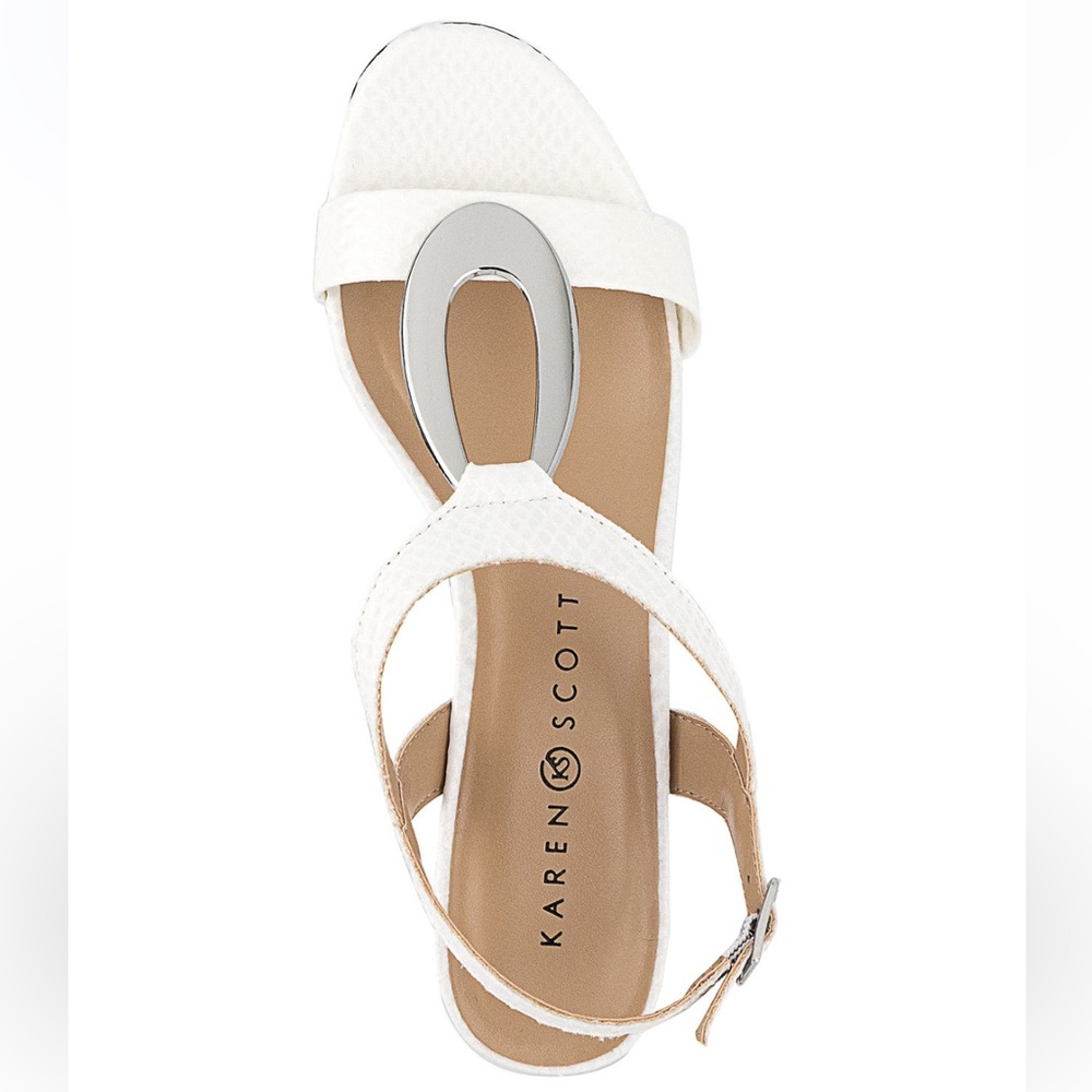 NWT Karen Scott White Snake Wedge Sandals